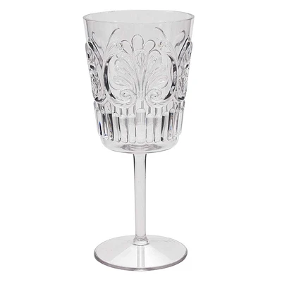 Clear Embossed Acrylic Wine Glass, 14oz