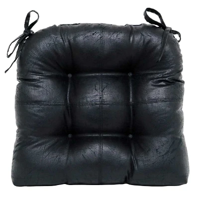 Black Faux Leather Dining Chair Pad