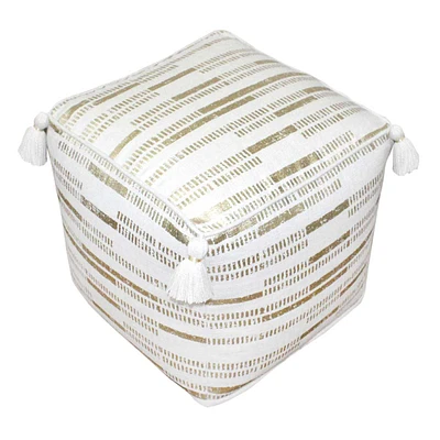 Gold Foil Print Tassel Pouf