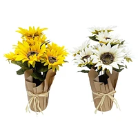 Yellow or White Sunflowers in Foil Pot, 20"