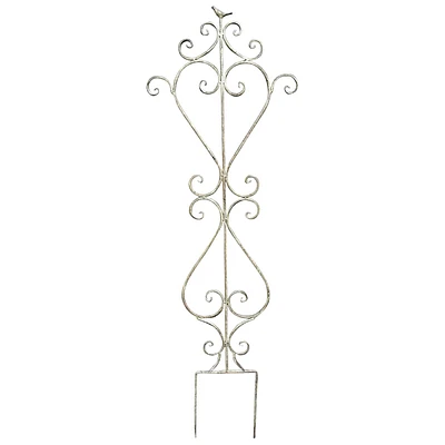 Grey Metal Scroll Bird Outdoor Trellis, 52"