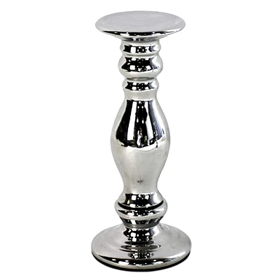 Silver Ceramic Candle Holder, 11"