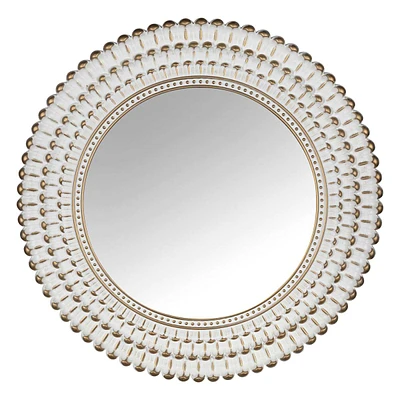 White & Gold Round Wall Mirror, 22"