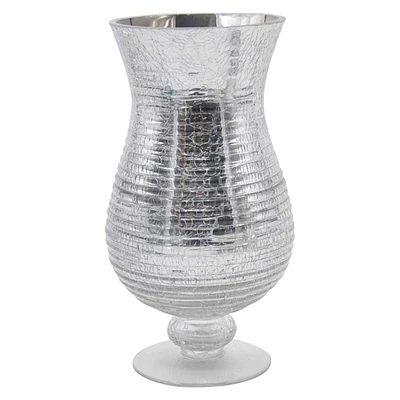 Silver Glass Hurricane Candle Holder, 10"