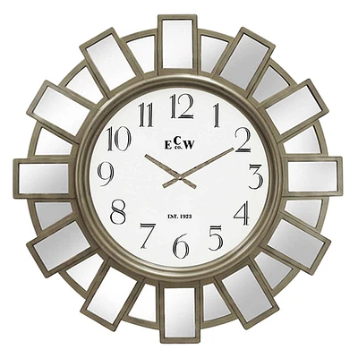 Silver Mirror Round Gallery Wall Clock, 30"