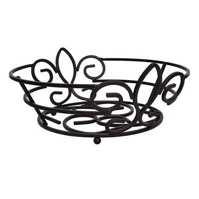 Black Metal Fleur-de-Lis Fruit Bowl