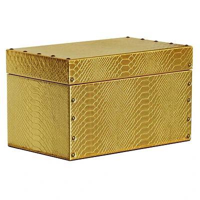 Gold Faux Leather Box, 11x7