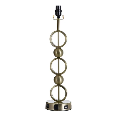 Gold Metal Table Lamp with USB Port, 23"