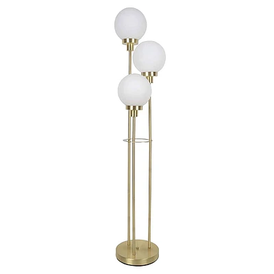 Gold & White Glass Orb Floor Lamp, 60"