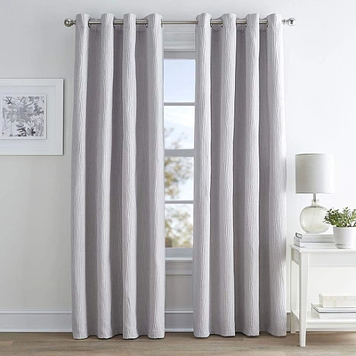 Bristol Light Grey Textured Blackout Grommet Curtain Panel