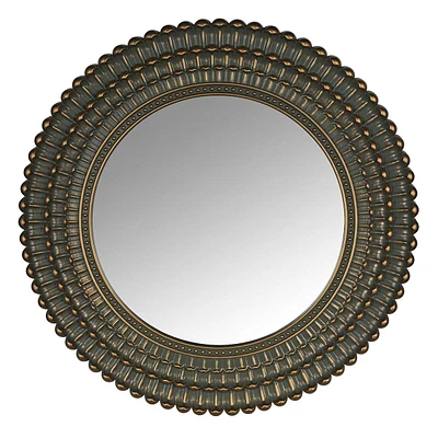 Gold Scalloped Framed Round Wall Mirror, 22"