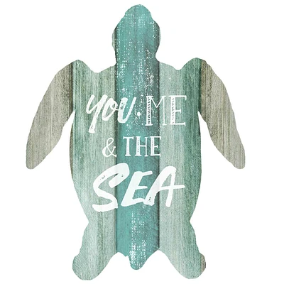 You Me & The Sea Wooden Turtle Wall Art, 8x10