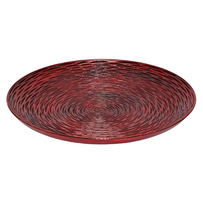 Cherry Faux Wood Carved Tray, 16"