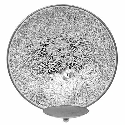 Silver Round Wall Sconce, 8"