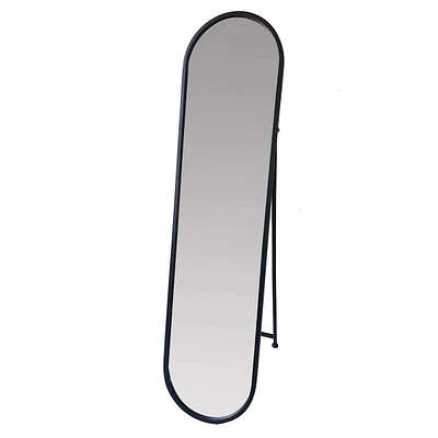 Oval Black Metal Floor Mirror, 15x61