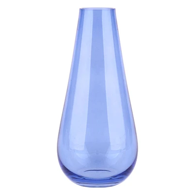 Blue Teardrop Glass Vase, 10"