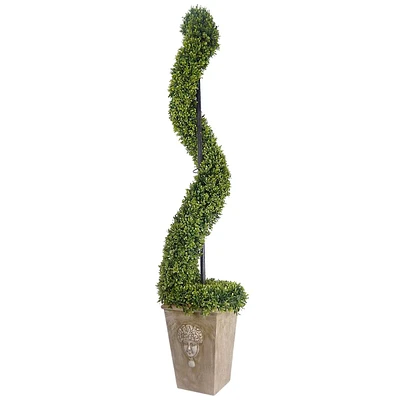 Providence Boxwood Spiral Topiary with Romanesque Planter, 67"