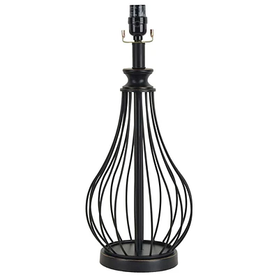 Black Metal Teardrop Table Lamp Base, 21"