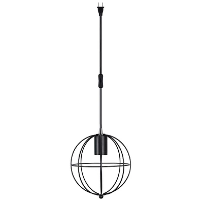 Black Metal Cage Hanging Pendant Light, 10"