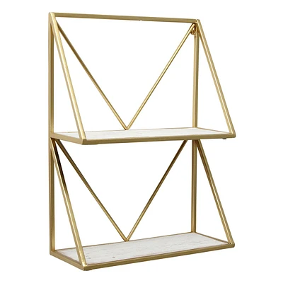 2-Tier Metal & Wood Wall Shelf, 12x16