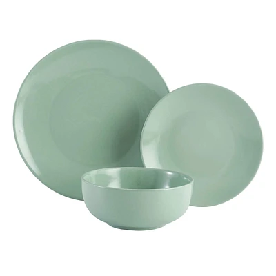 12-Piece Laurel Stoneware Dinnerware Set, Mint