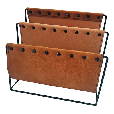 Brown Faux Leather Magazine File