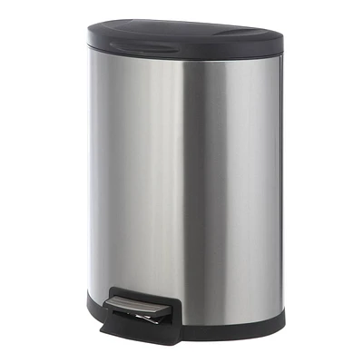 Stainless Steel Semi-Round Pedal Trash Can, 45l