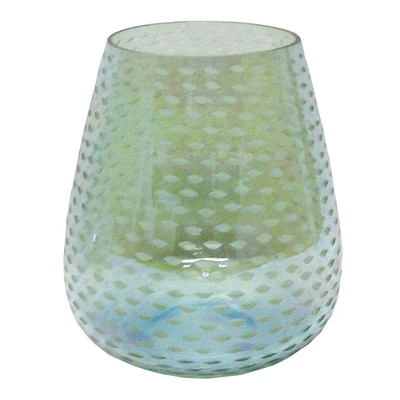 Sea Blue Etched Glass Tea Light Candle Holder, 6"