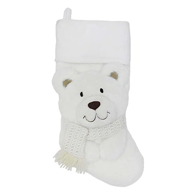 Ivory Bear Plush Stocking, 19"