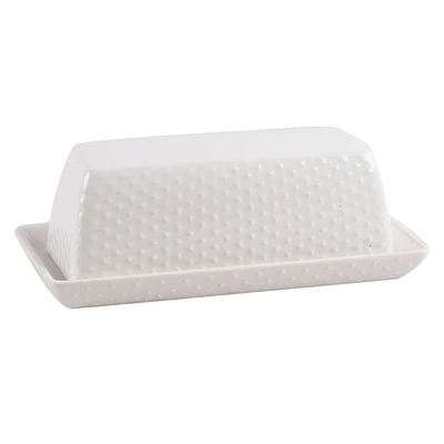 7in. Dot Butter Dish White