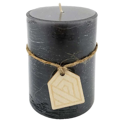 Dark Grey Unscented Pillar Candle