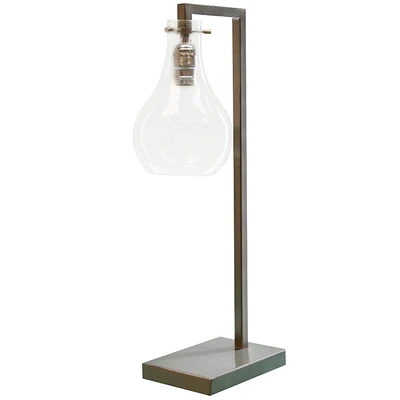 Metallic Stick Task Lamp with Teardrop Glass Globe, 21.5"