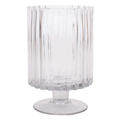 Clear Glass Fluted Candle Holder