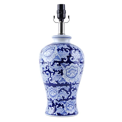 18in. Blue/White Floral Chinoiserie Urn Ceramic Table Lamp