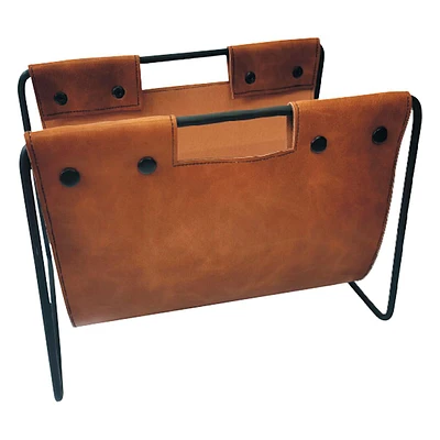 Brown Faux Leather Magazine Holder