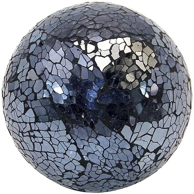 Black Crackled Glass Sphere, 4"