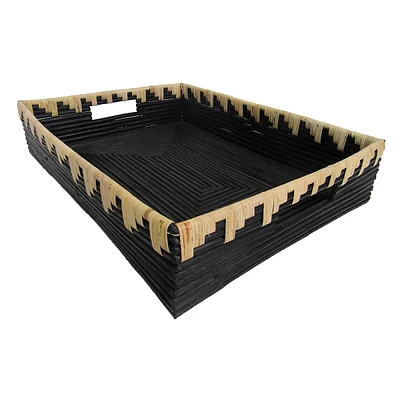 Black & Natural Rattan Tray, 13x17