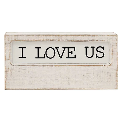 I Love Us Wooden Block Sign, 12x6