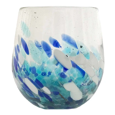 Multicolored Recycled Glass Stemless Wine Glass