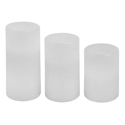 3-Pack Pearl White Unscented Wax LED Pillar Candles, 3x4/3x5/3x6