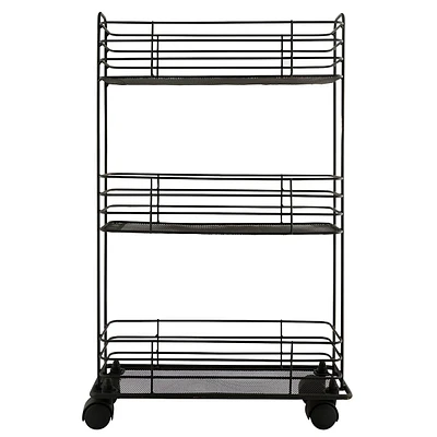 3-Tier Slim Metal Mesh Rolling Storage Cart