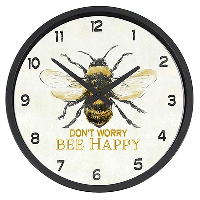 Don't Worry Bee Happy Round Wall Clock, 12"