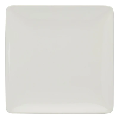 Square White Ceramic Dinner Plate, 11.4"