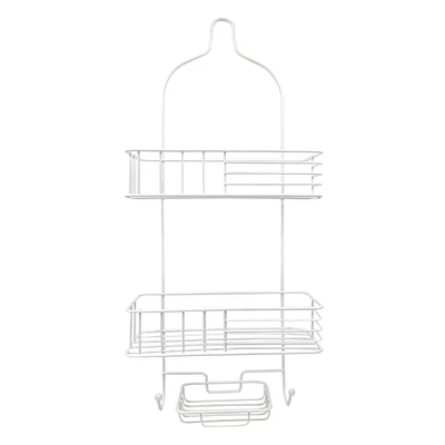 White Metal Shower Caddy with Soap Dish, 24.8"