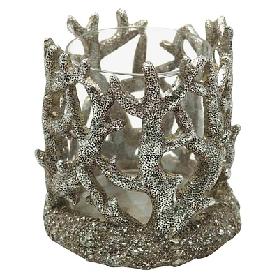 Silver Coral Votive Candle Holder, 5"