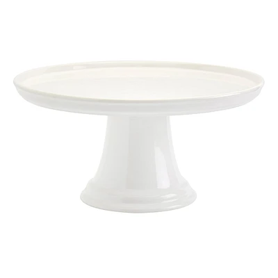 White Rim Ceramic Cake Stand, 11.5"