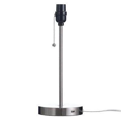 Silver Metal Task Lamp Base with USB Port, 14"