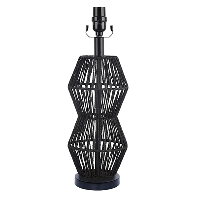 Black Rattan Accent Lamp Base, 18"