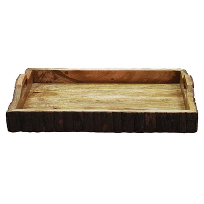 Bark Edge Wooden Serving Tray, Large