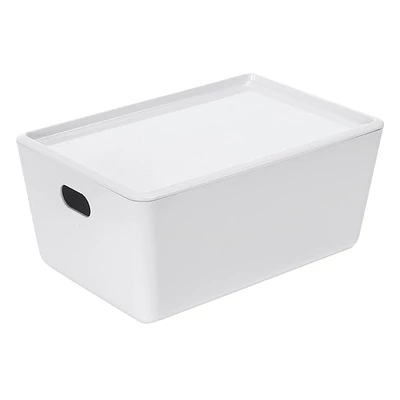 White Modular Storage Bin with Lid